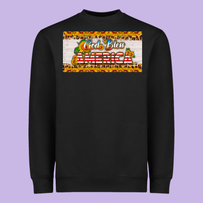 God Bless America Sunflower License Plate Heavyweight Sweatshirt Designed By Hra Design Shop