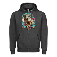 Charcoal Heather free spirit mustang horse Zipper Hoodie - LillyAllenDesigns