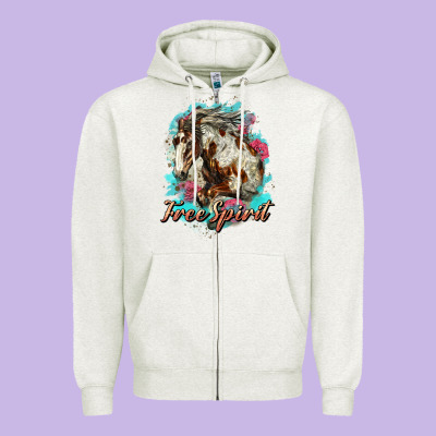 Free Spirit Mustang Horse Zipper Hoodie Designed By Lillyallendesigns