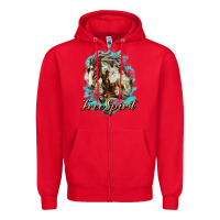Red free spirit mustang horse Zipper Hoodie - LillyAllenDesigns