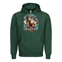 Sports Green free spirit mustang horse Zipper Hoodie - LillyAllenDesigns