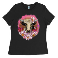 Black v.d lotus and cow Ladies Tee - AdoDesignShop