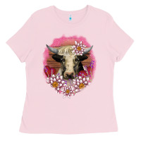Bubblegum Pink v.d lotus and cow Ladies Tee - AdoDesignShop
