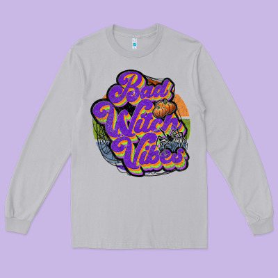Bad Witch Vibes Long Sleeve Tee Designed By Jahusdesignshop