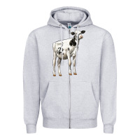 Heather Grey Holstein Heifer Zipper Hoodie - LillyAllenDesigns