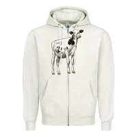 Oatmeal Heather Holstein Heifer Zipper Hoodie - LillyAllenDesigns