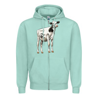 Seafoam Holstein Heifer Zipper Hoodie - LillyAllenDesigns