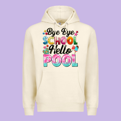 Bye Bye School Hello Pool Premium Hoodie Designed By Barkaloodesign