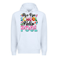 White bye bye school hello pool Premium Hoodie - BarkalooDesign