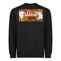 America Map Sunflower License Plate Heavyweight Sweatshirt | Teevron