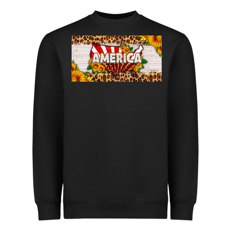 America Map Sunflower License Plate Heavyweight Sweatshirt by HRA Design Shop | Teevron