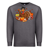Charcoal Heather football turkey thanksgiving Premium Sweatshirt - MaliasSmallBusiness
