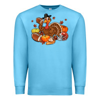 Ocean Blue football turkey thanksgiving Premium Sweatshirt - MaliasSmallBusiness