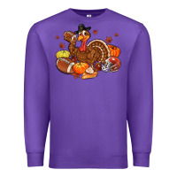 Purple football turkey thanksgiving Premium Sweatshirt - MaliasSmallBusiness