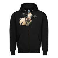 Black holstein heifer face Zipper Hoodie - LillyAllenDesigns