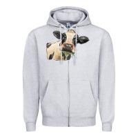 Heather Grey holstein heifer face Zipper Hoodie - LillyAllenDesigns