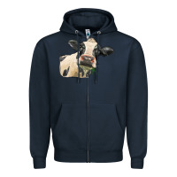 Navy holstein heifer face Zipper Hoodie - LillyAllenDesigns