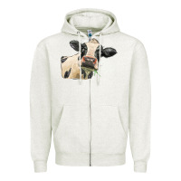Oatmeal Heather holstein heifer face Zipper Hoodie - LillyAllenDesigns