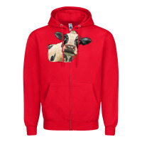 Red holstein heifer face Zipper Hoodie - LillyAllenDesigns