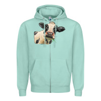 Seafoam holstein heifer face Zipper Hoodie - LillyAllenDesigns