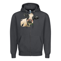 Smoke holstein heifer face Zipper Hoodie - LillyAllenDesigns