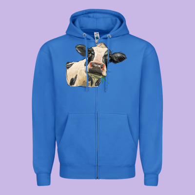 Holstein Heifer Face Zipper Hoodie Designed By Lillyallendesigns