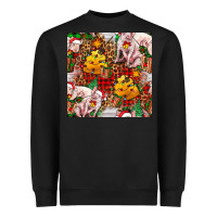 Black christmas pig  tartan with  hay and christmas ligh Heavyweight Sweatshirt - FaDigitalArtStudio