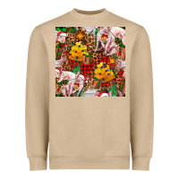 Mushroom christmas pig  tartan with  hay and christmas ligh Heavyweight Sweatshirt - FaDigitalArtStudio
