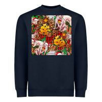 Navy christmas pig  tartan with  hay and christmas ligh Heavyweight Sweatshirt - FaDigitalArtStudio