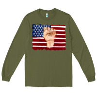 Army Green american flag with hand Long Sleeve Tee - Artiststas