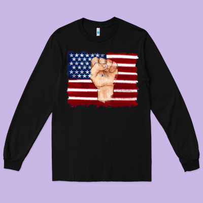 American Flag With Hand Long Sleeve Tee Designed By Artiststas