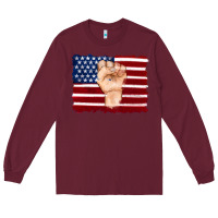 Burgundy american flag with hand Long Sleeve Tee - Artiststas