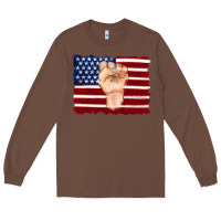 Chestnut american flag with hand Long Sleeve Tee - Artiststas