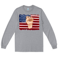 Heather Grey american flag with hand Long Sleeve Tee - Artiststas
