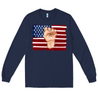 Navy american flag with hand Long Sleeve Tee - Artiststas
