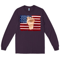 Plum american flag with hand Long Sleeve Tee - Artiststas