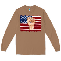 Toasted Coconut american flag with hand Long Sleeve Tee - Artiststas