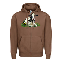 Chestnut holstein cow sitting Zipper Hoodie - LillyAllenDesigns