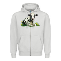 Dove Grey holstein cow sitting Zipper Hoodie - LillyAllenDesigns