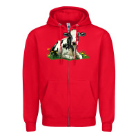 Red holstein cow sitting Zipper Hoodie - LillyAllenDesigns