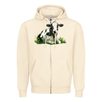 Sandshell holstein cow sitting Zipper Hoodie - LillyAllenDesigns