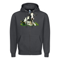 Smoke holstein cow sitting Zipper Hoodie - LillyAllenDesigns