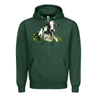 Sports Green holstein cow sitting Zipper Hoodie - LillyAllenDesigns