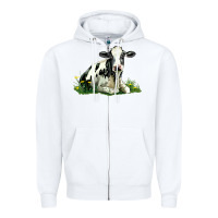 White holstein cow sitting Zipper Hoodie - LillyAllenDesigns