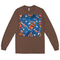 Chestnut 4th of july hotdog seamless pattern Long Sleeve Tee - BundleAndBundleShop