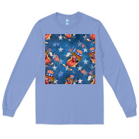 Colony Blue 4th of july hotdog seamless pattern Long Sleeve Tee - BundleAndBundleShop