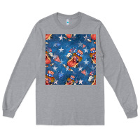 Heather Grey 4th of july hotdog seamless pattern Long Sleeve Tee - BundleAndBundleShop