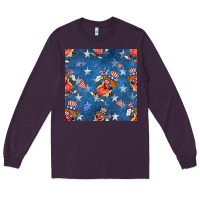 Plum 4th of july hotdog seamless pattern Long Sleeve Tee - BundleAndBundleShop