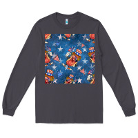 Smoke 4th of july hotdog seamless pattern Long Sleeve Tee - BundleAndBundleShop