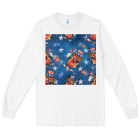 White 4th of july hotdog seamless pattern Long Sleeve Tee - BundleAndBundleShop